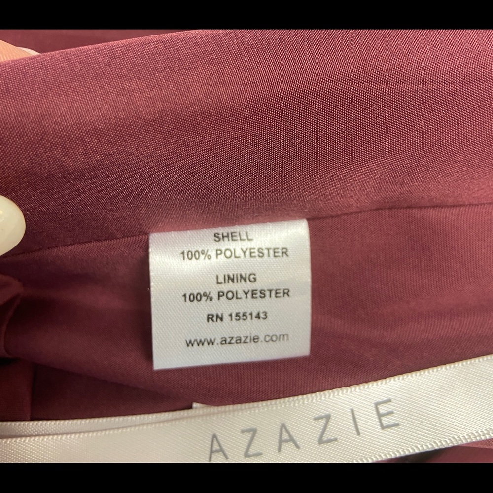 AZAZIE Racer Back Cummerbund Waist Prom Dress  Bridesmaid Gown Burgundy Plum S - Picture 9 of 10